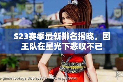 S23赛季最新排名揭晓，国王队在星光下悲叹不已