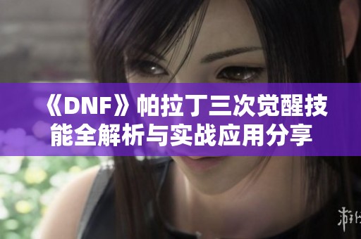 《DNF》帕拉丁三次觉醒技能全解析与实战应用分享