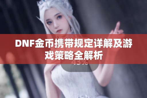 DNF金币携带规定详解及游戏策略全解析