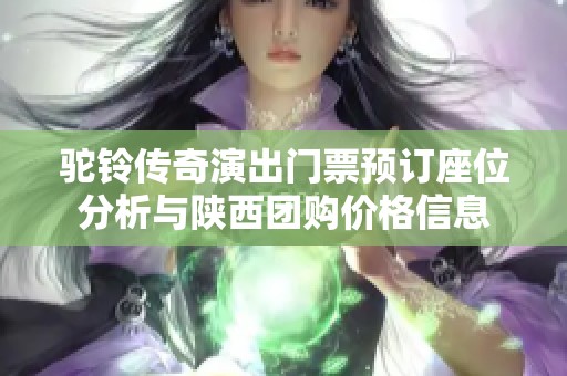驼铃传奇演出门票预订座位分析与陕西团购价格信息