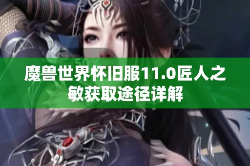 魔兽世界怀旧服11.0匠人之敏获取途径详解