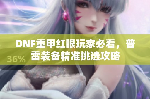 DNF重甲红眼玩家必看，普雷装备精准挑选攻略