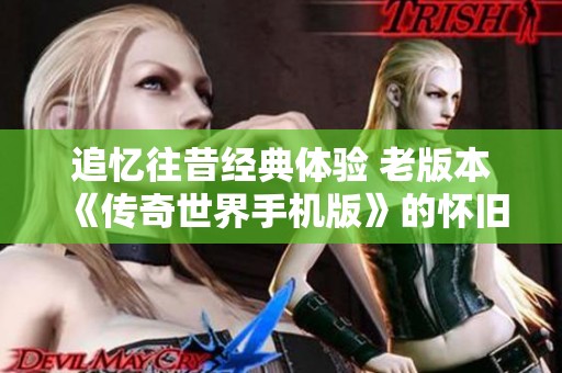 追忆往昔经典体验 老版本《传奇世界手机版》的怀旧之旅探秘