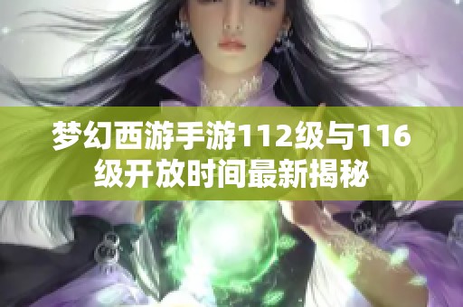梦幻西游手游112级与116级开放时间最新揭秘