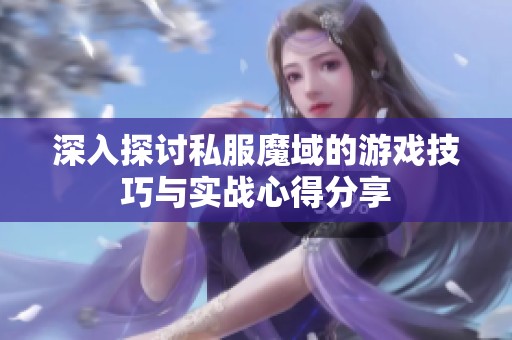 深入探讨私服魔域的游戏技巧与实战心得分享