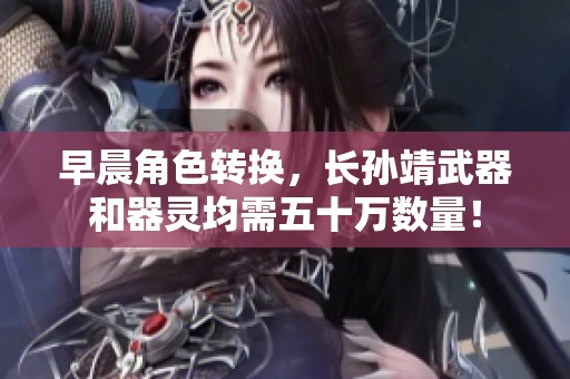 早晨角色转换，长孙靖武器和器灵均需五十万数量！
