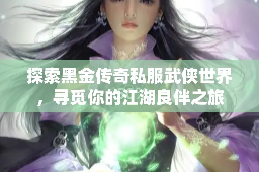 探索黑金传奇私服武侠世界，寻觅你的江湖良伴之旅