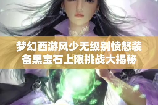 梦幻西游风少无级别愤怒装备黑宝石上限挑战大揭秘