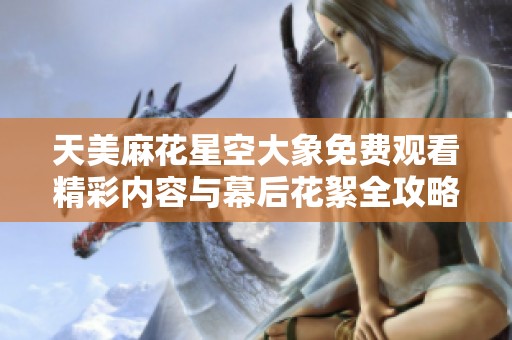 天美麻花星空大象免费观看精彩内容与幕后花絮全攻略