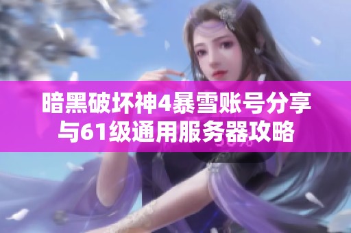 暗黑破坏神4暴雪账号分享与61级通用服务器攻略