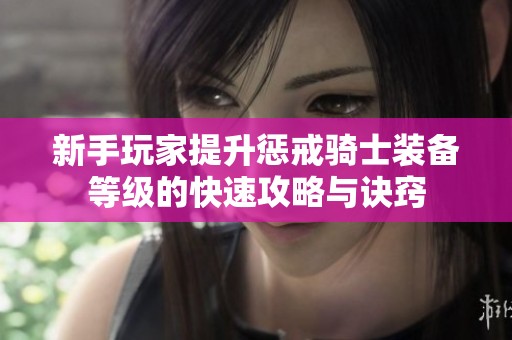 新手玩家提升惩戒骑士装备等级的快速攻略与诀窍
