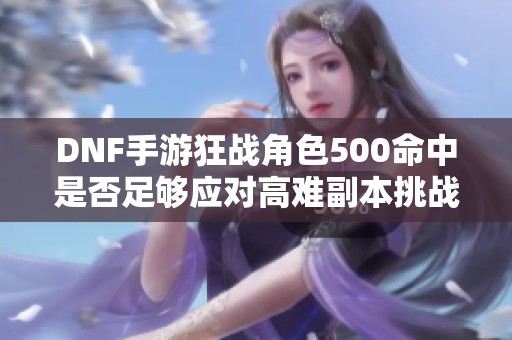 DNF手游狂战角色500命中是否足够应对高难副本挑战