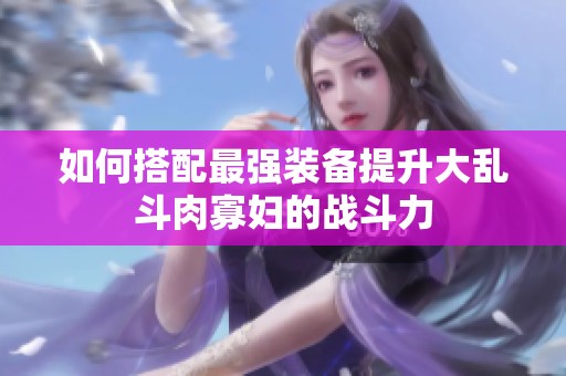 如何搭配最强装备提升大乱斗肉寡妇的战斗力