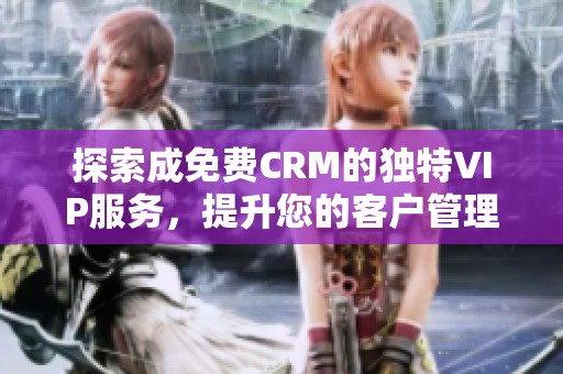 探索成免费CRM的独特VIP服务，提升您的客户管理体验