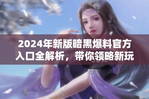 2024年新版暗黑爆料官方入口全解析，带你领略新玩法