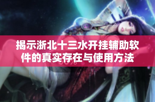 揭示浙北十三水开挂辅助软件的真实存在与使用方法